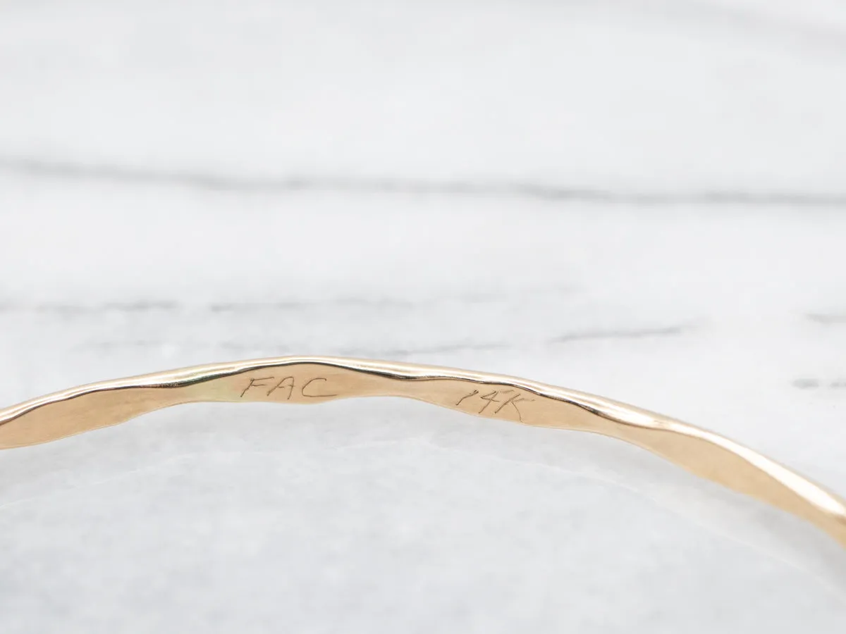 Simple Gold Hammered Bangle Bracelet
