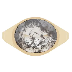 Speckled Diamond Oval Signet Ring
