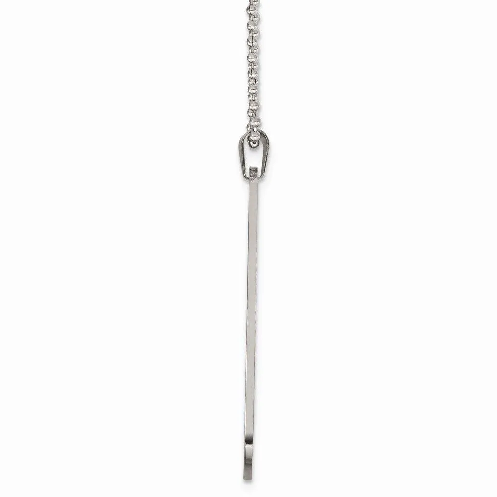 Stainless Steel Brushed & Polished Rounded Edge XLarge 2mm Dog Tag Necklace