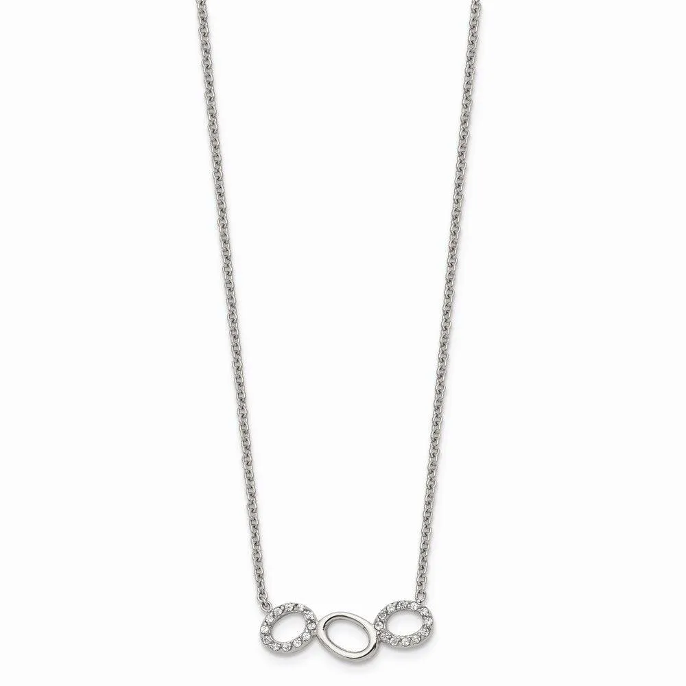 Stainless Steel Polished CZ Necklace
