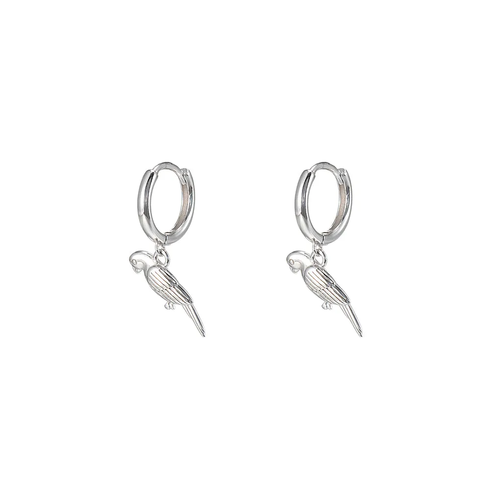 Sterling Silver Bird Huggie Earrings