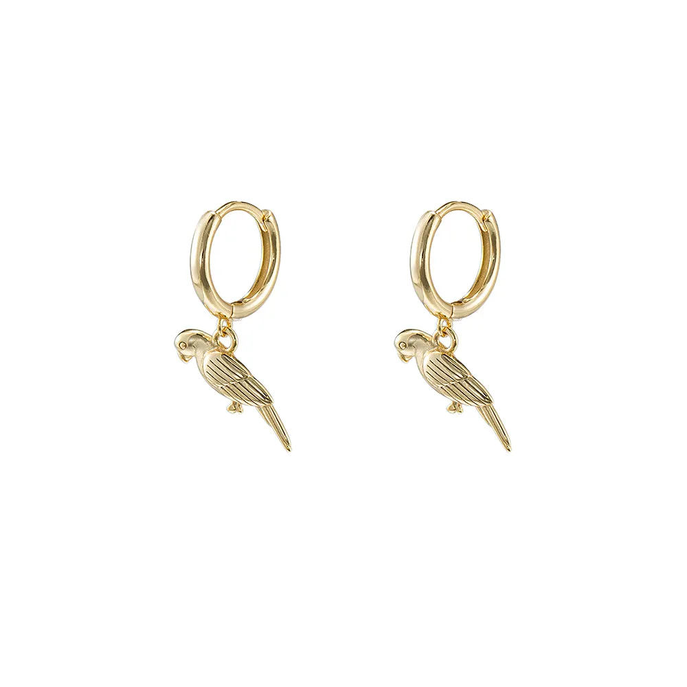Sterling Silver Bird Huggie Earrings