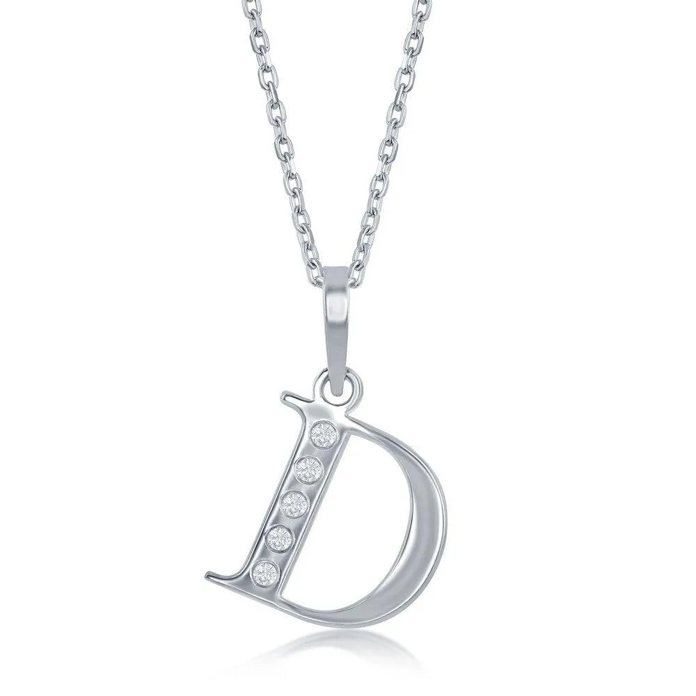 Sterling Silver Diamond "D" Initial Pendant Chain