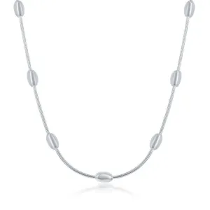 Sterling Silver Snake and Oval Beads Chain, 16"