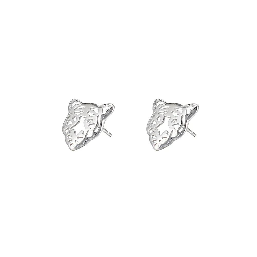 Sterling Silver Tiger Stud Earrings