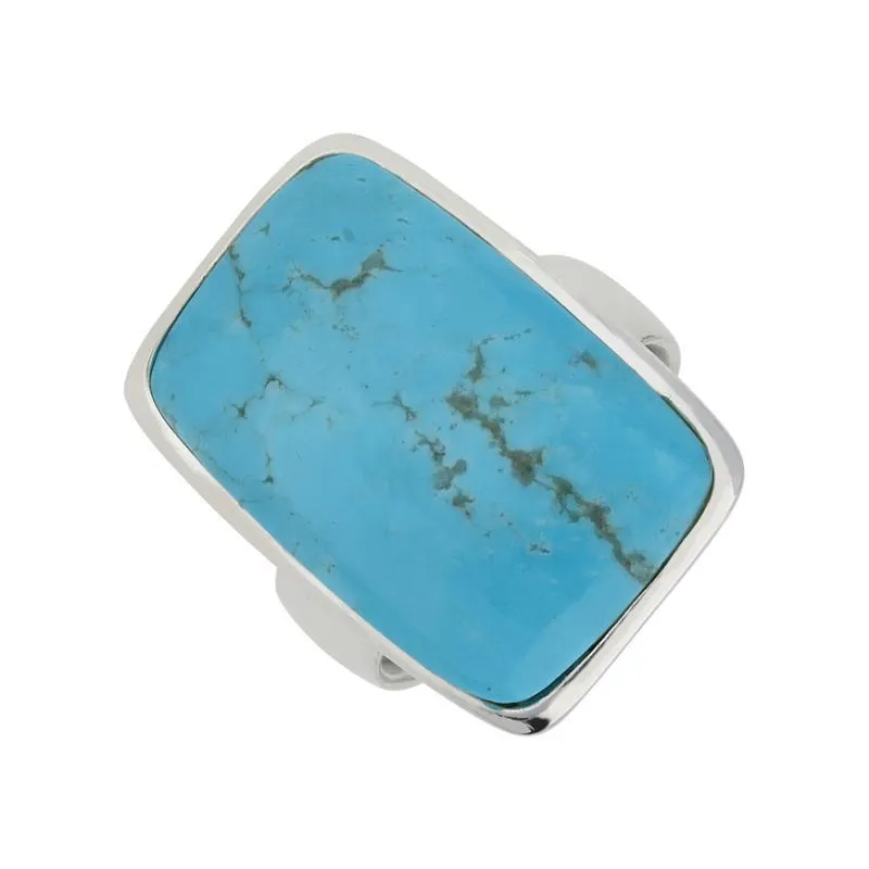 Sterling Silver Turquoise Chunky Oblong Ring D