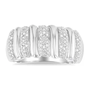 Sterling Silver Wide Band Diamond Ring