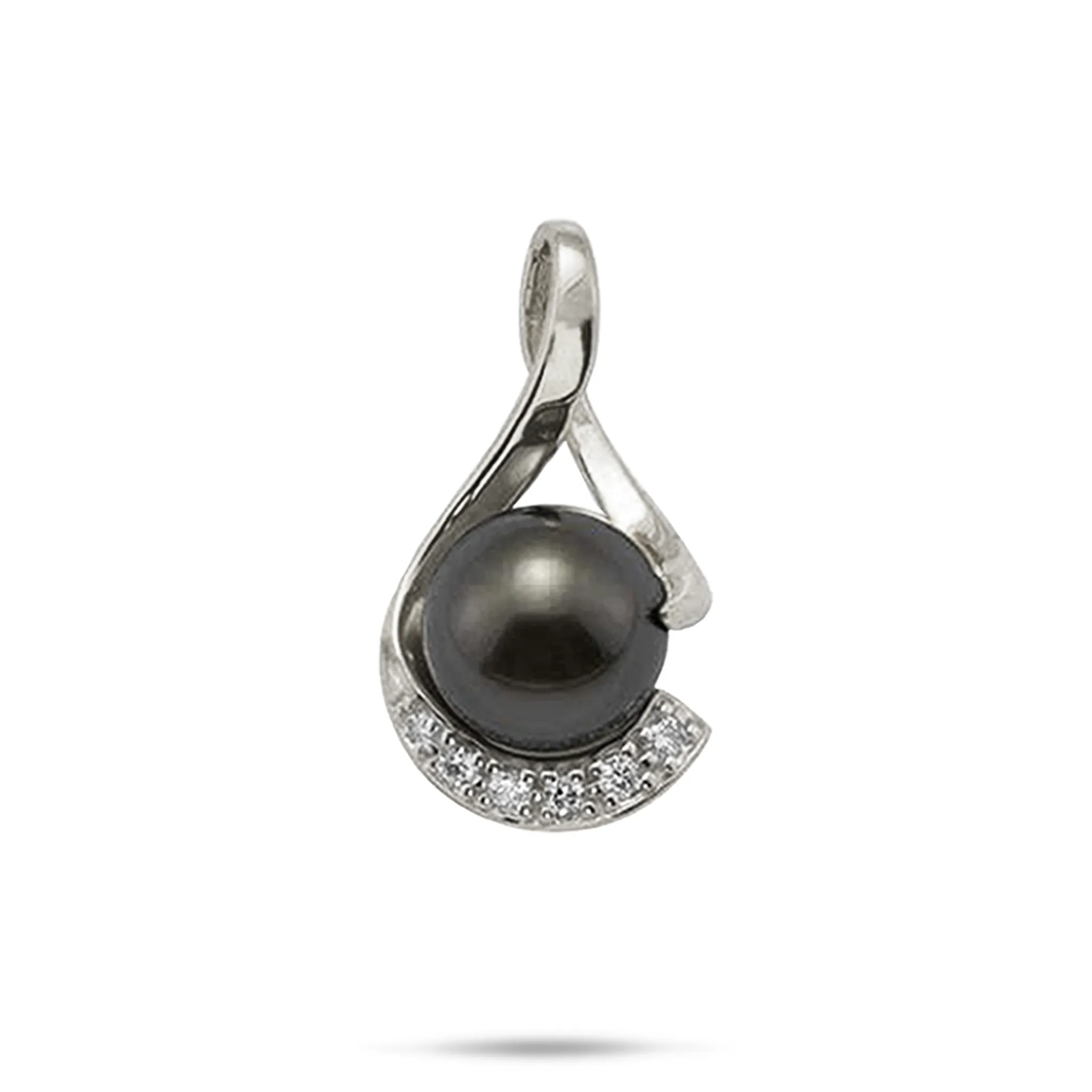 Tahitian Black Pearl Infinity Pendant in White Gold with Diamonds - 11-12mm