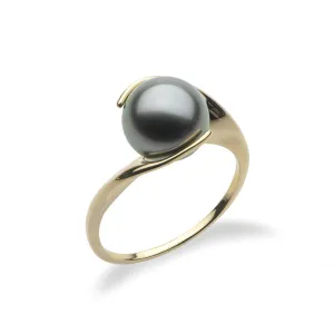Tahitian Black Pearl Ring in Gold - 9-10mm