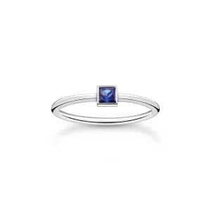 Thomas Sabo Charm Club Sterling Silver Blue Stone Ring