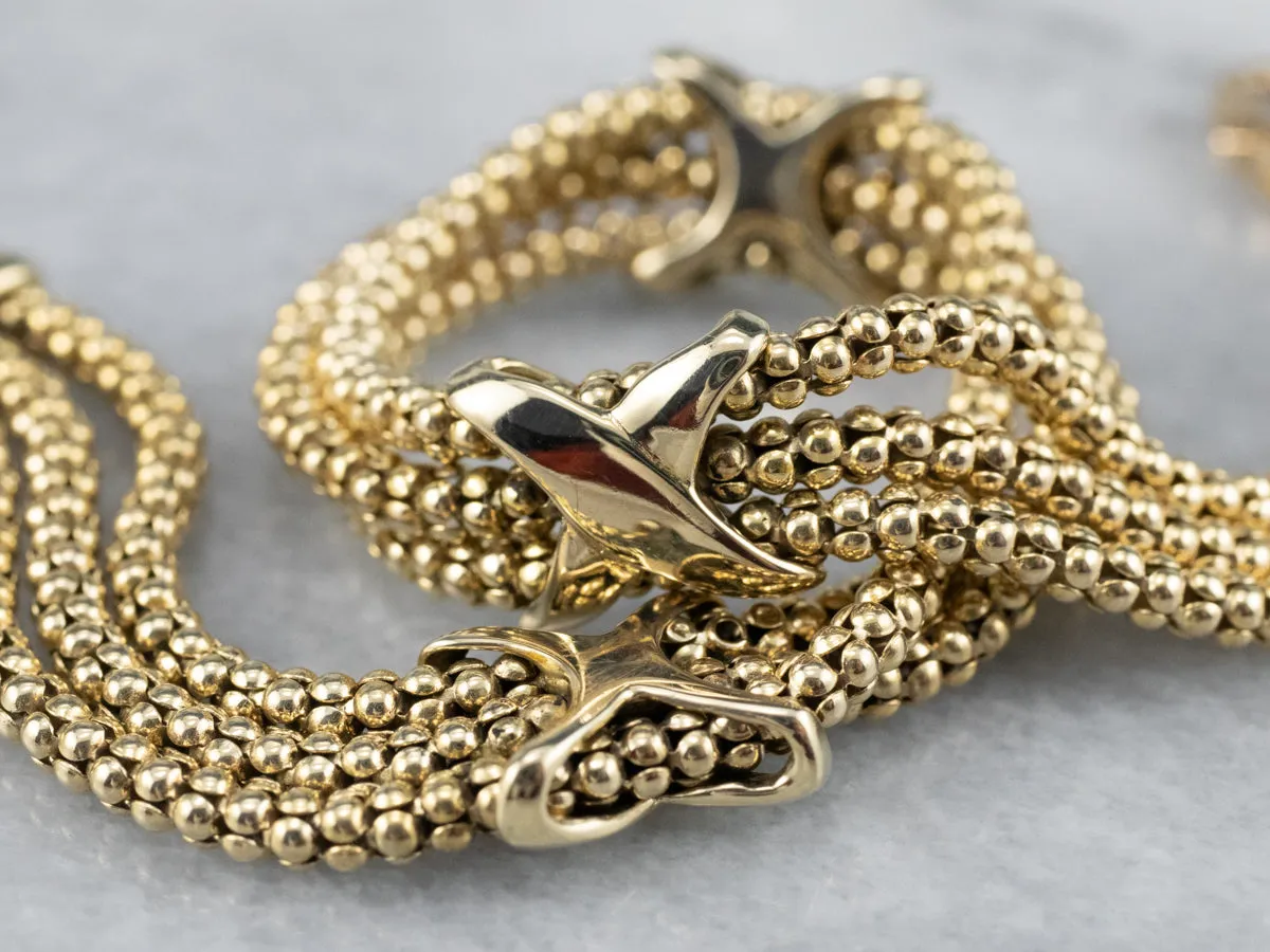 Three Strand Gold Popcorn Chain Bracelet