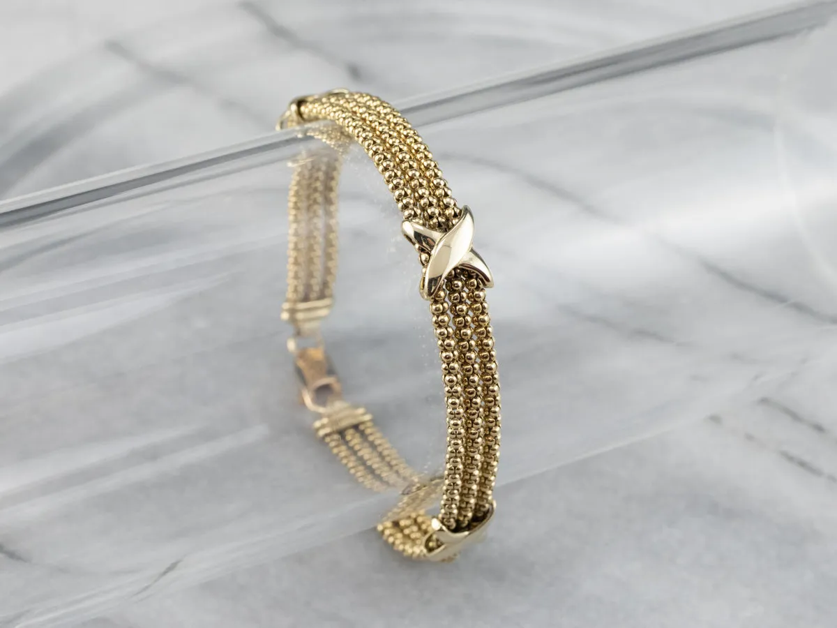 Three Strand Gold Popcorn Chain Bracelet