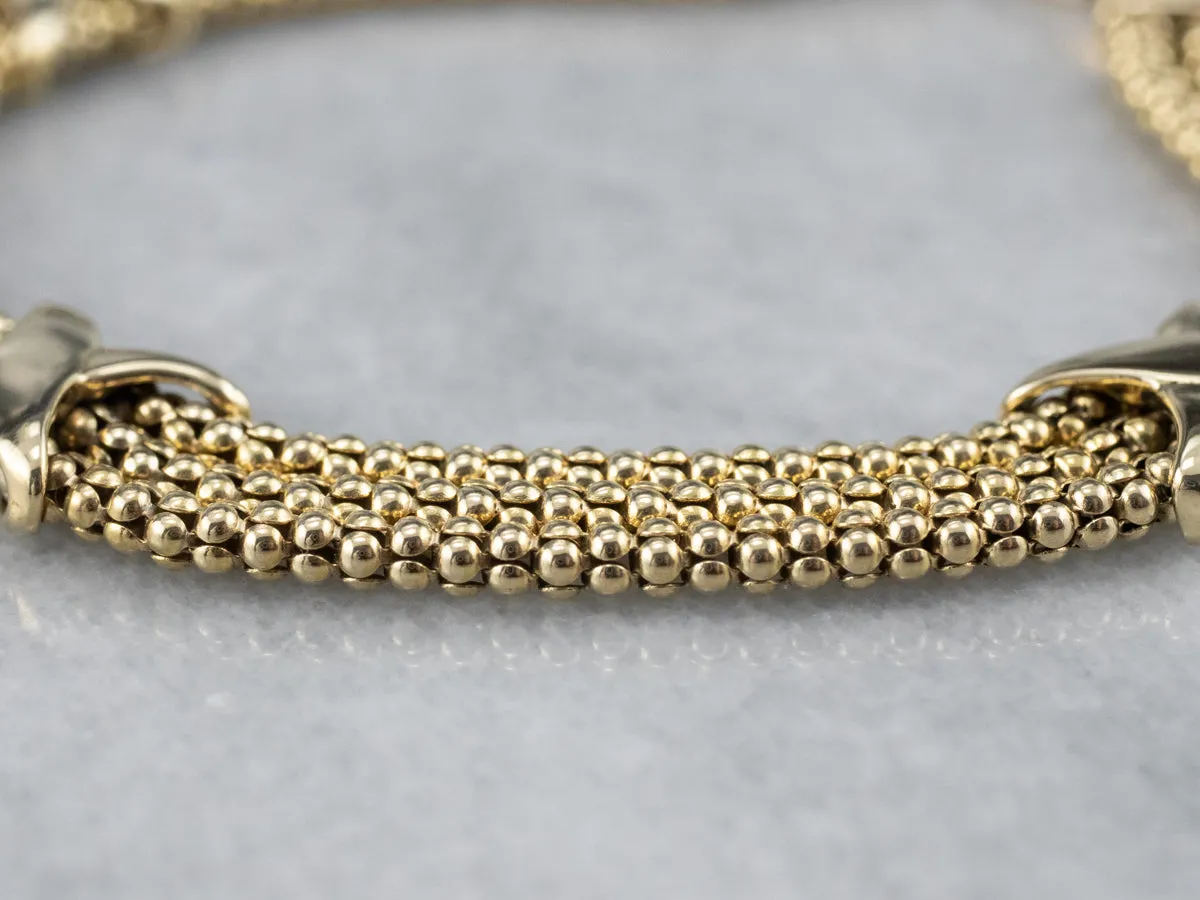 Three Strand Gold Popcorn Chain Bracelet