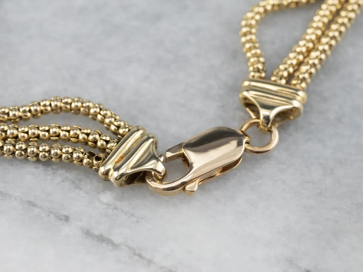 Three Strand Gold Popcorn Chain Bracelet