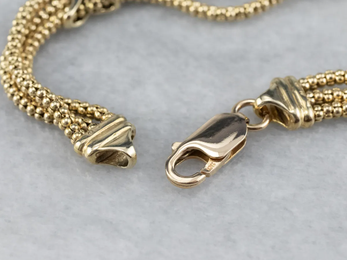 Three Strand Gold Popcorn Chain Bracelet