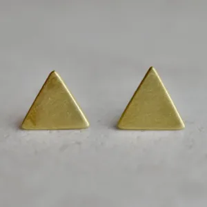 Tiny Brushed Triangle Studs