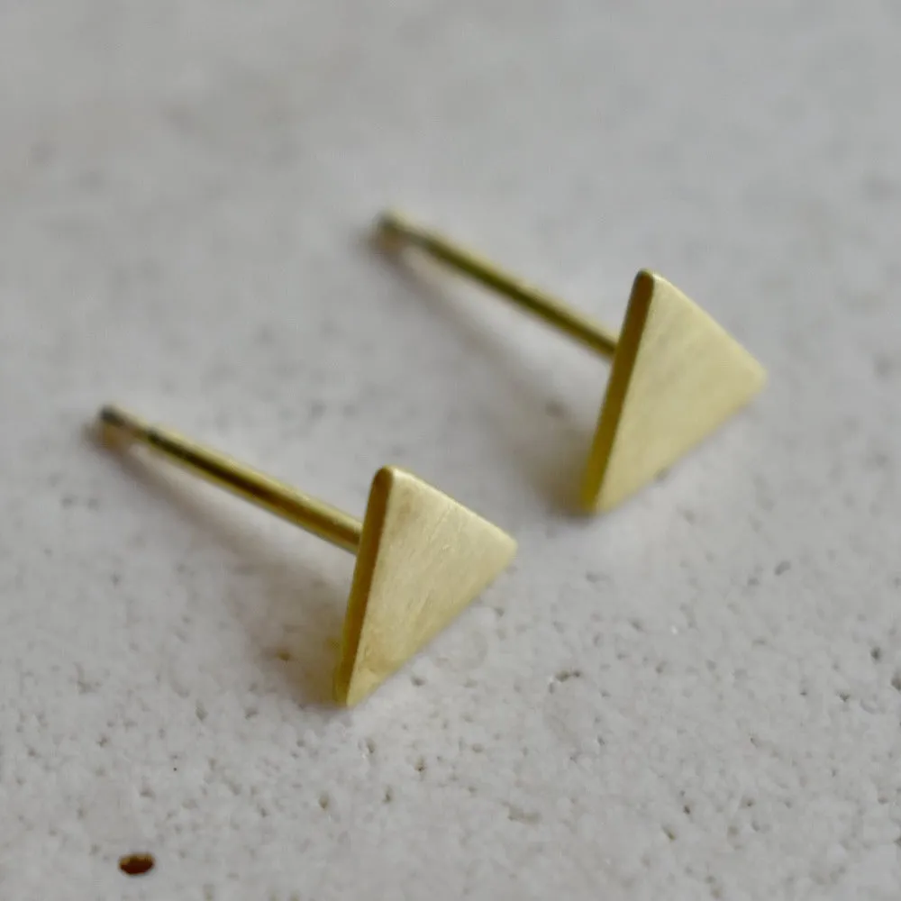 Tiny Brushed Triangle Studs