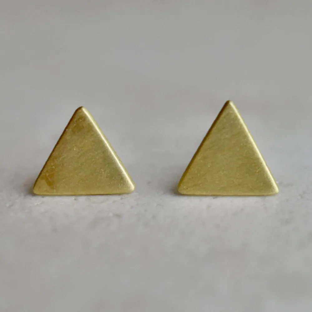 Tiny Brushed Triangle Studs