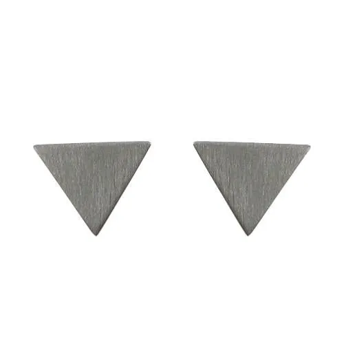 Tiny Brushed Triangle Studs