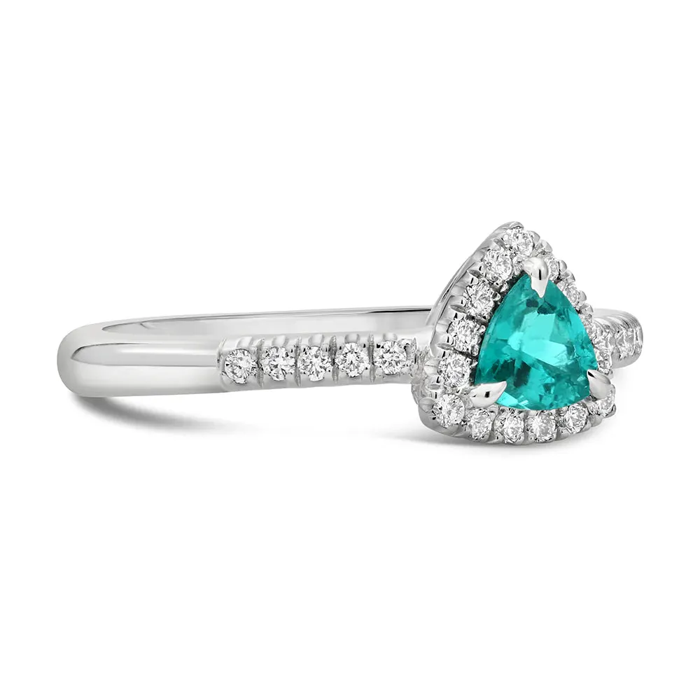 Trillion Cut Brazilian Paraiba Halo Ring