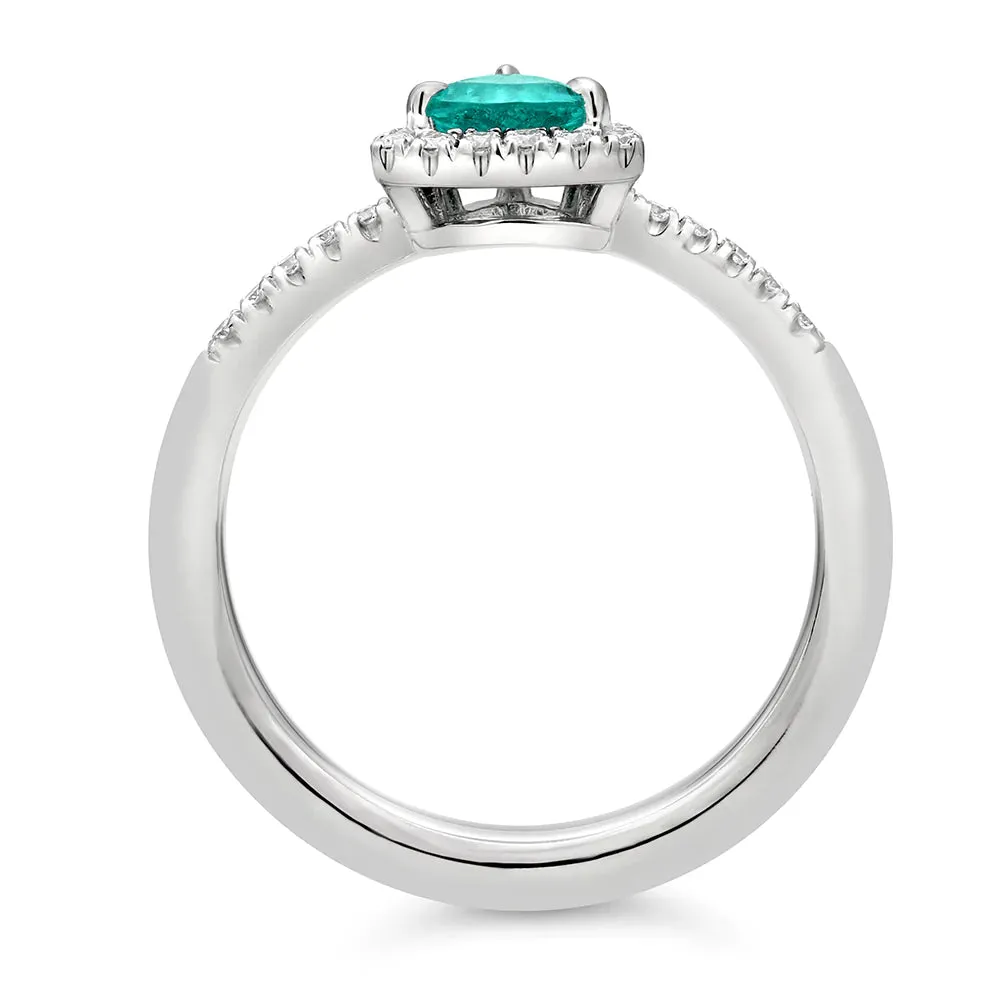 Trillion Cut Brazilian Paraiba Halo Ring