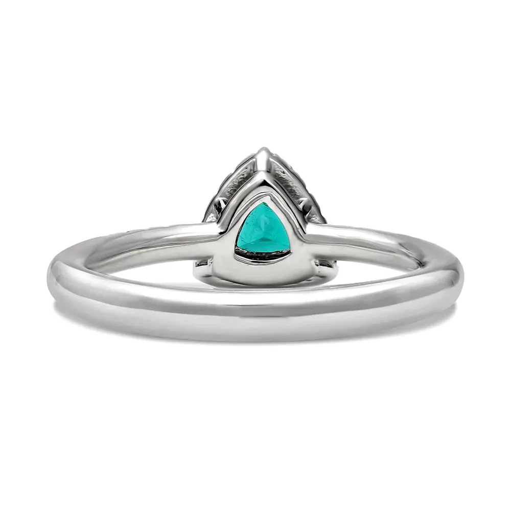 Trillion Cut Brazilian Paraiba Halo Ring