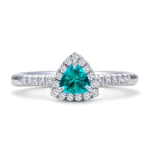 Trillion Cut Brazilian Paraiba Halo Ring