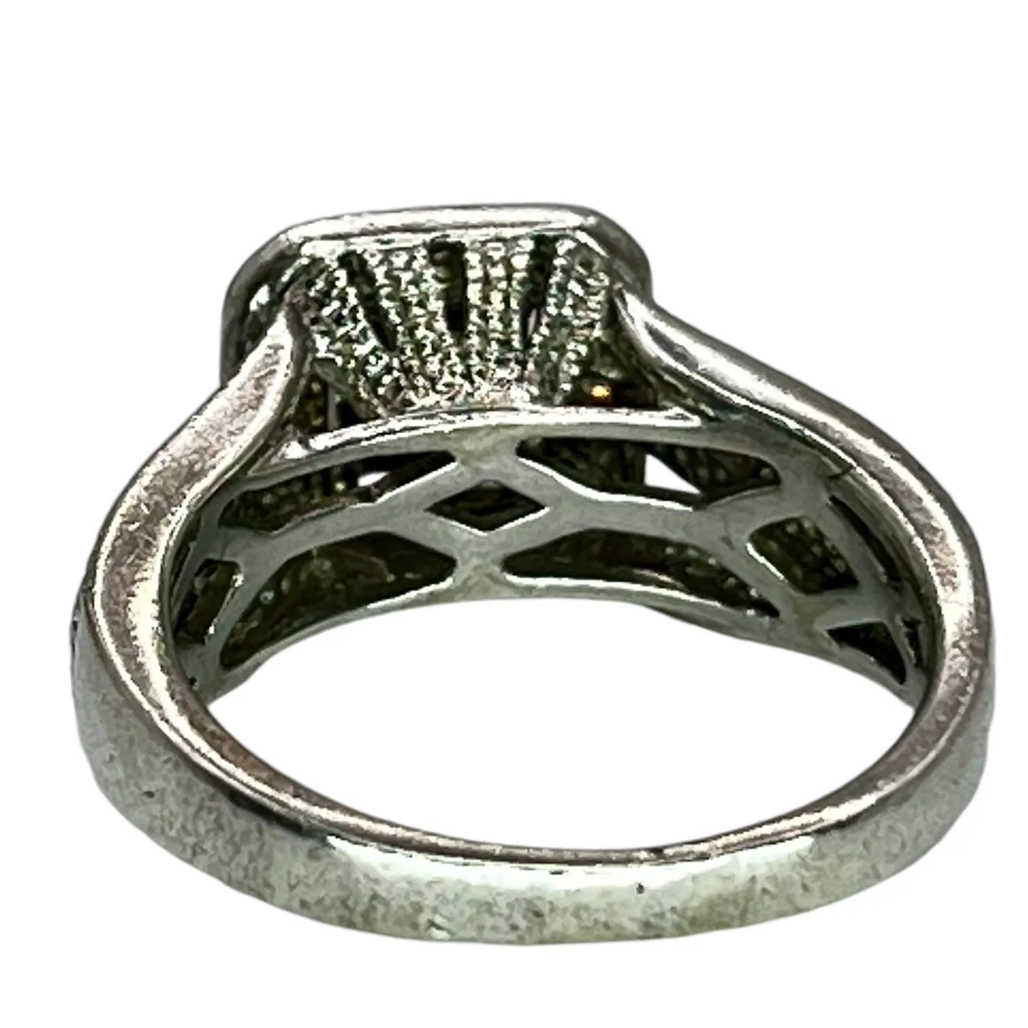 Vintage 925 Sterling Silver Statement Ring Size 4.75 Cluster CZ Square