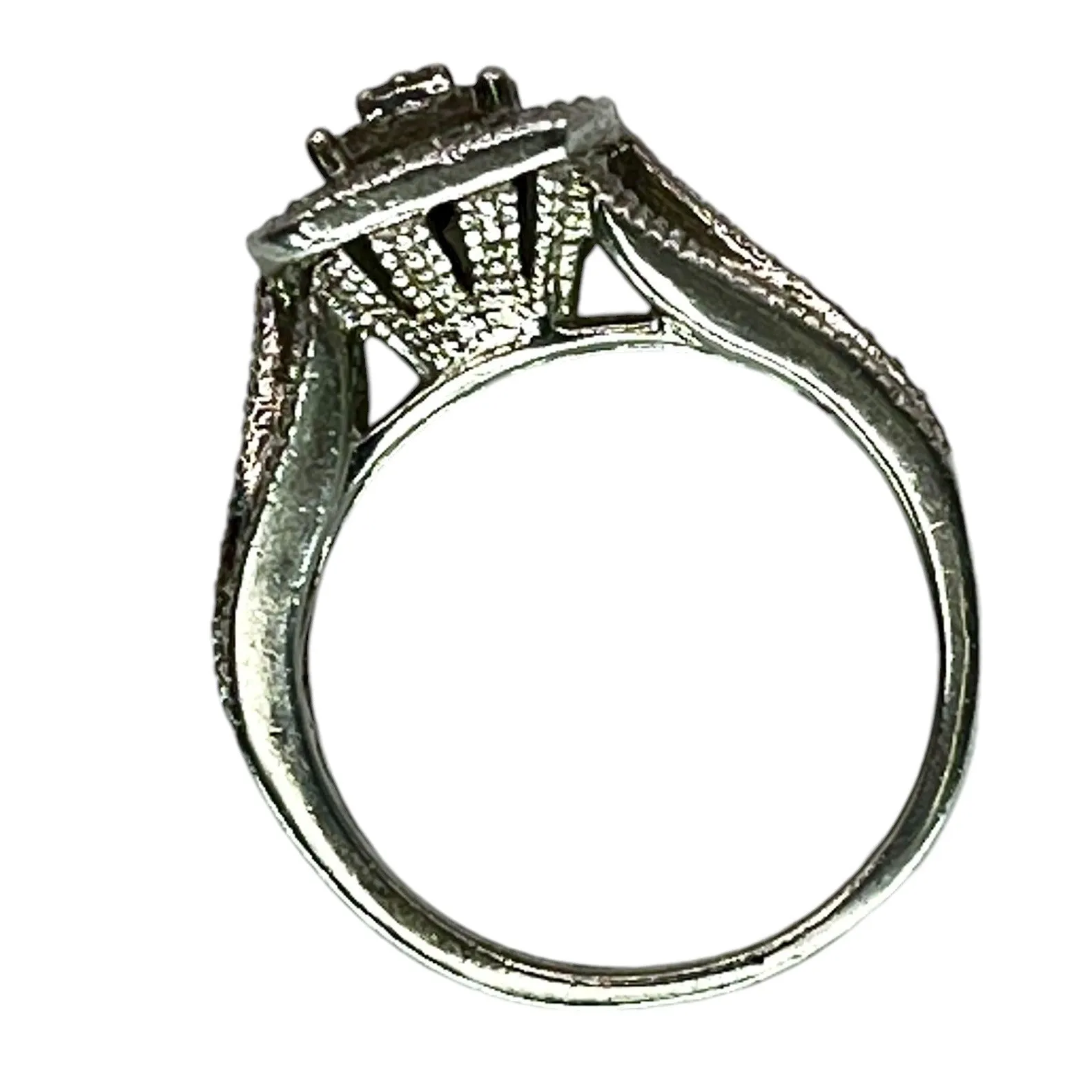 Vintage 925 Sterling Silver Statement Ring Size 4.75 Cluster CZ Square