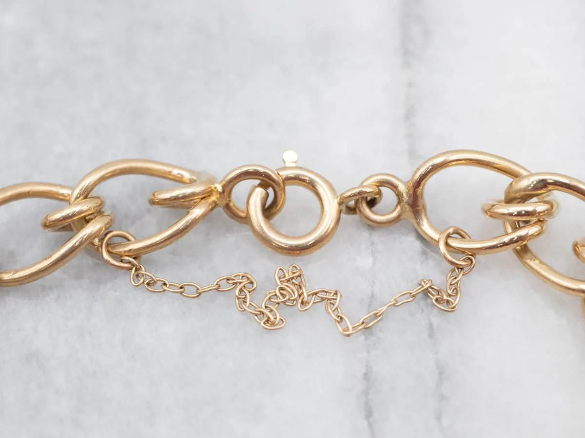 Vintage Gold Curb Link Chain Bracelet
