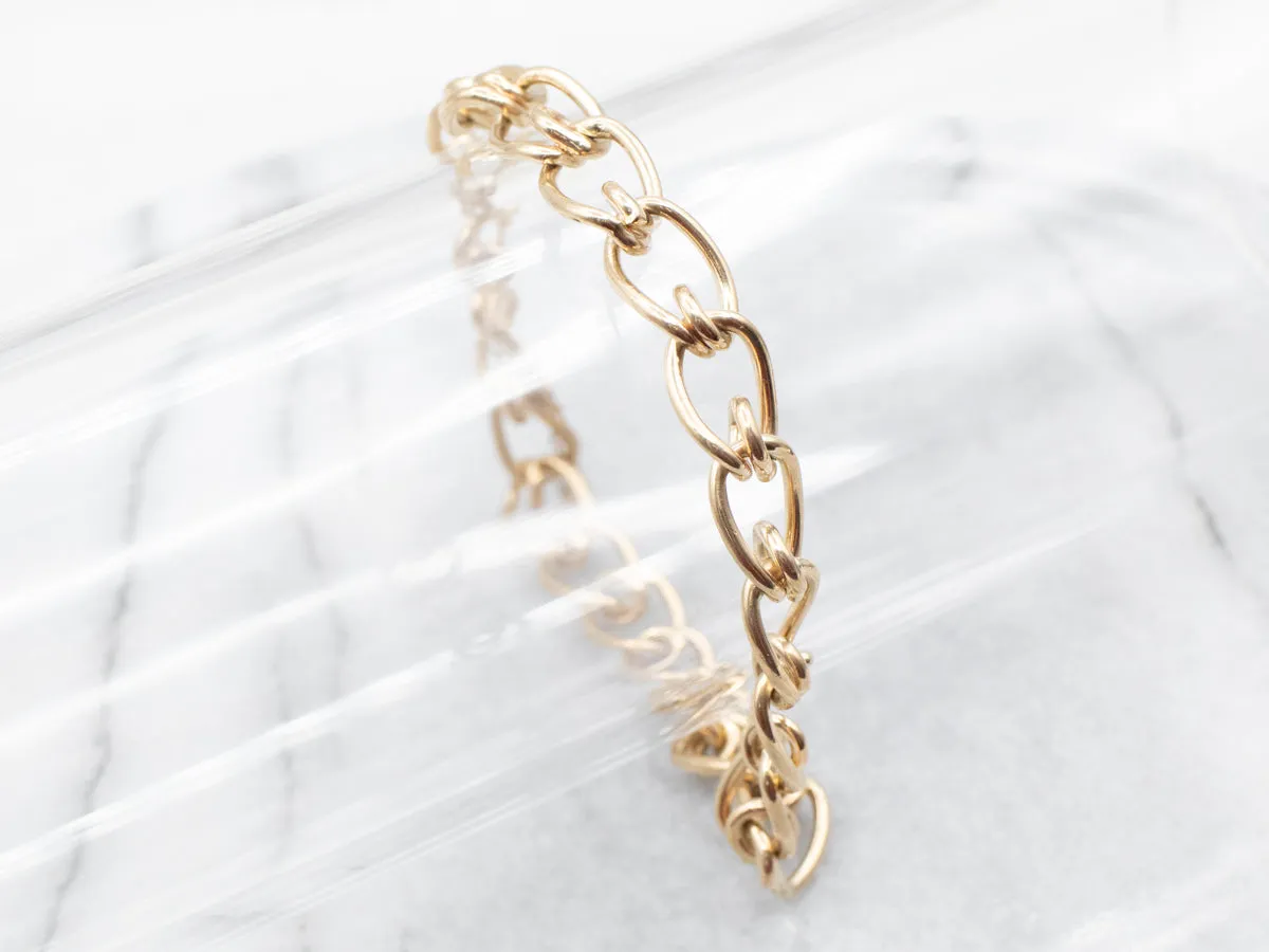 Vintage Gold Curb Link Chain Bracelet