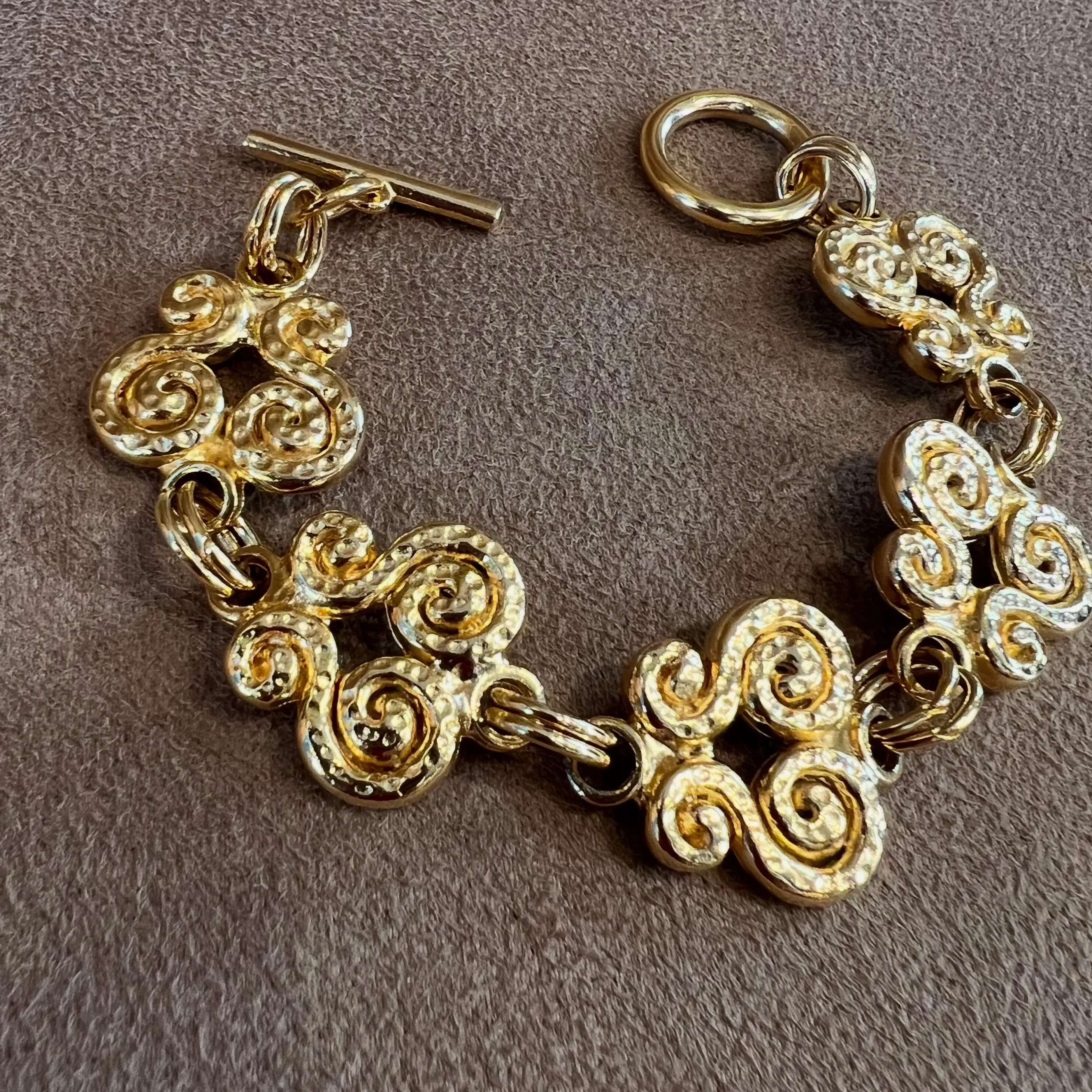 Vintage Gold Plated Scroll Bracelet
