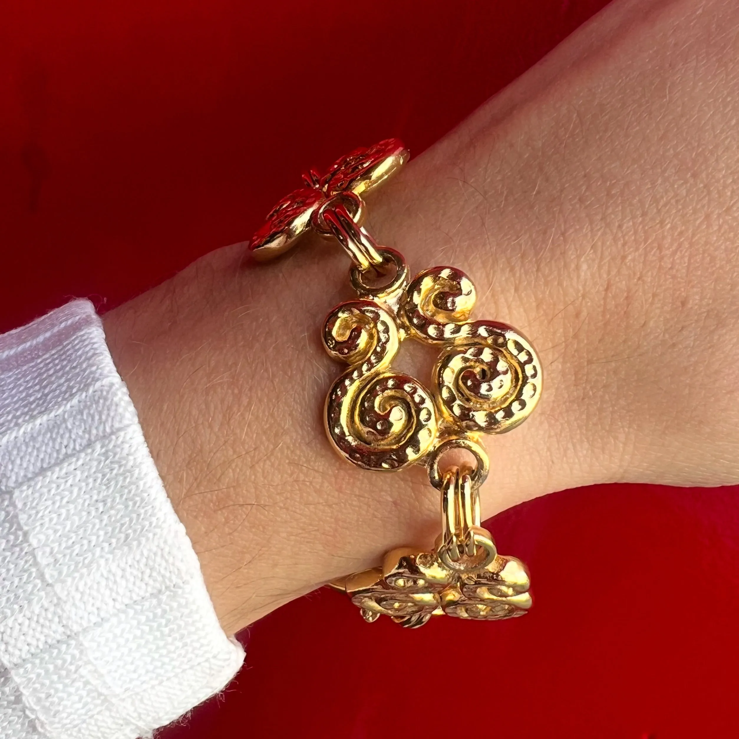 Vintage Gold Plated Scroll Bracelet
