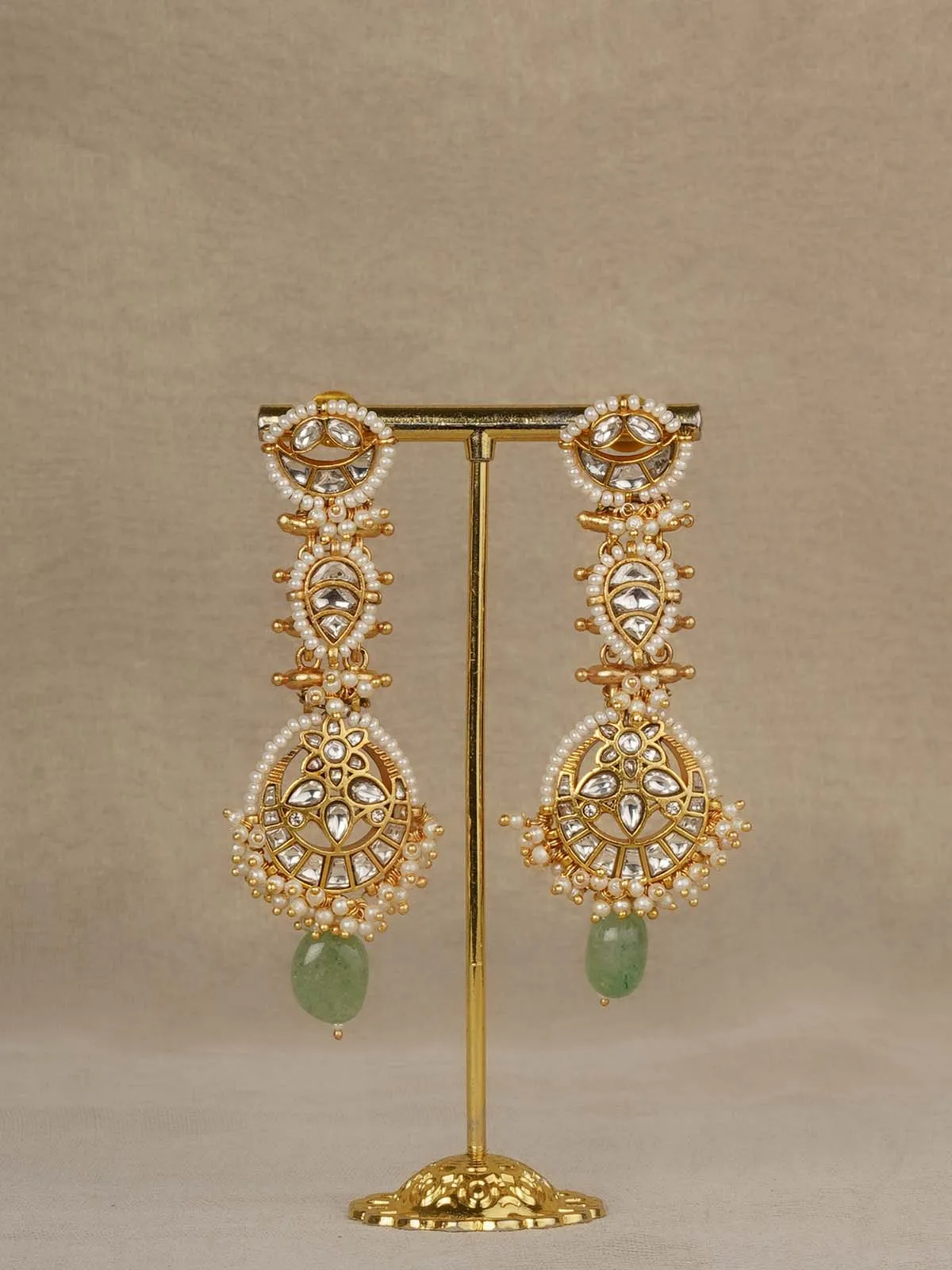 White Color Gold Plated Mishr Earrings - MR-E296W