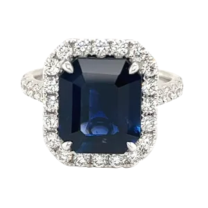 White Gold, 5.52ct Sapphire and Diamond Ring