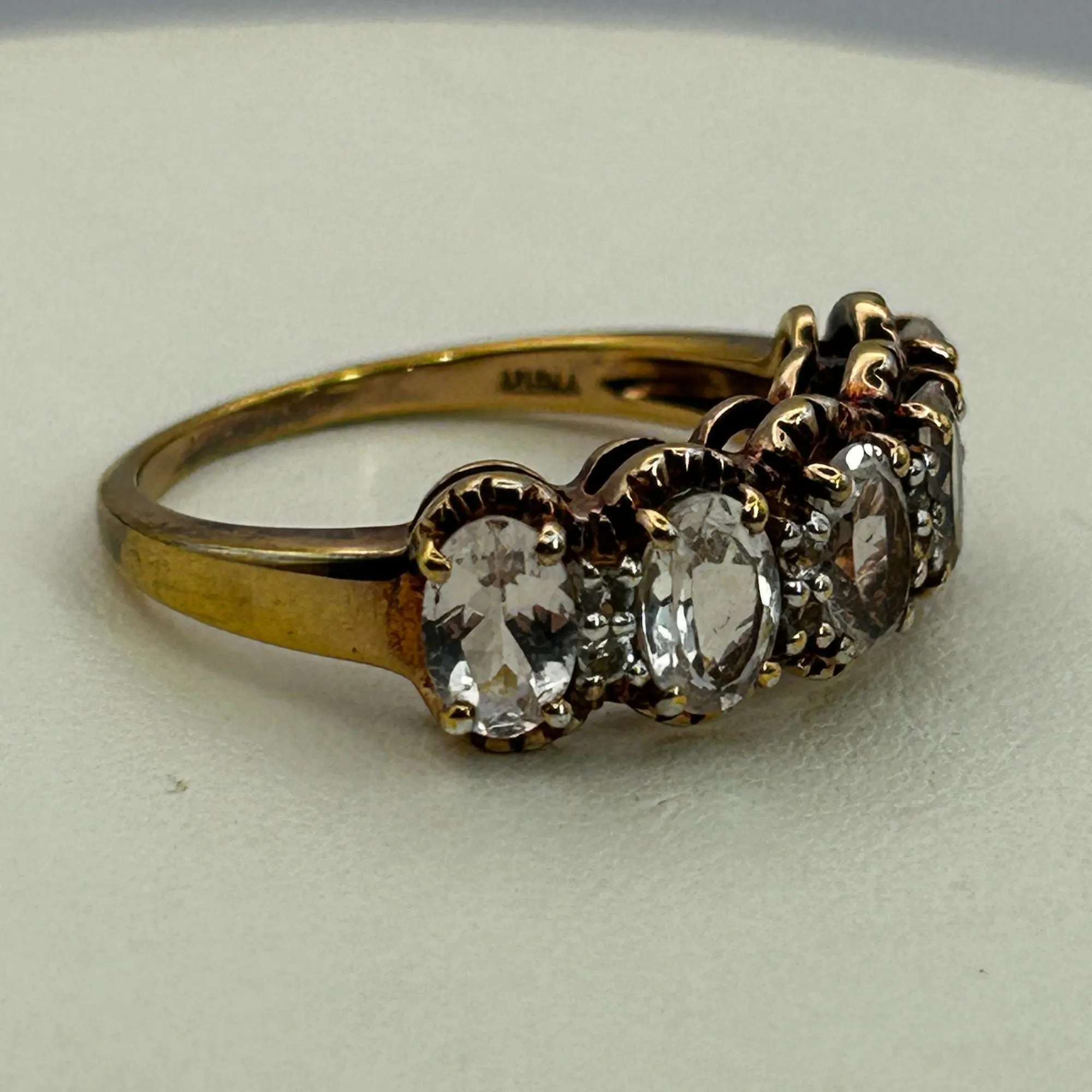 White Topaz and Rose Gold Vermeil Ring Antique Finish SBL 925 India SIZE 9