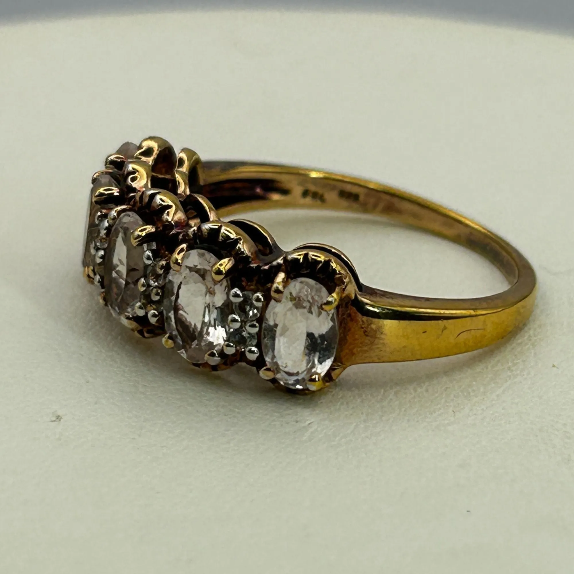 White Topaz and Rose Gold Vermeil Ring Antique Finish SBL 925 India SIZE 9